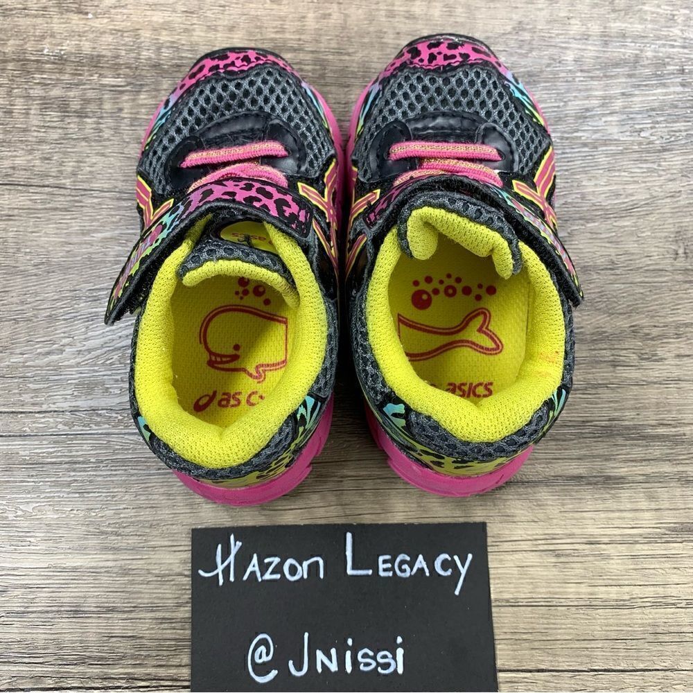 Asics~Toddler Girl’s~Turbo TS~Black/yellow/Pink Sneakers~Size 5k - Picture 5 of 8